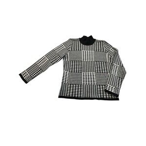 Joseph A. Sweater Women's Size Small Long Sleeve Black And White High Collar EUC